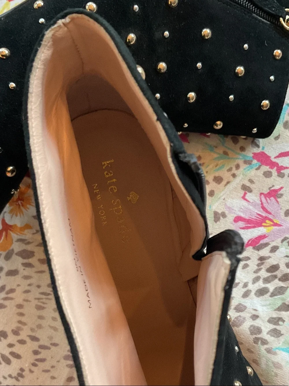kate spade Starr Black Suede Studded Ankle Boots